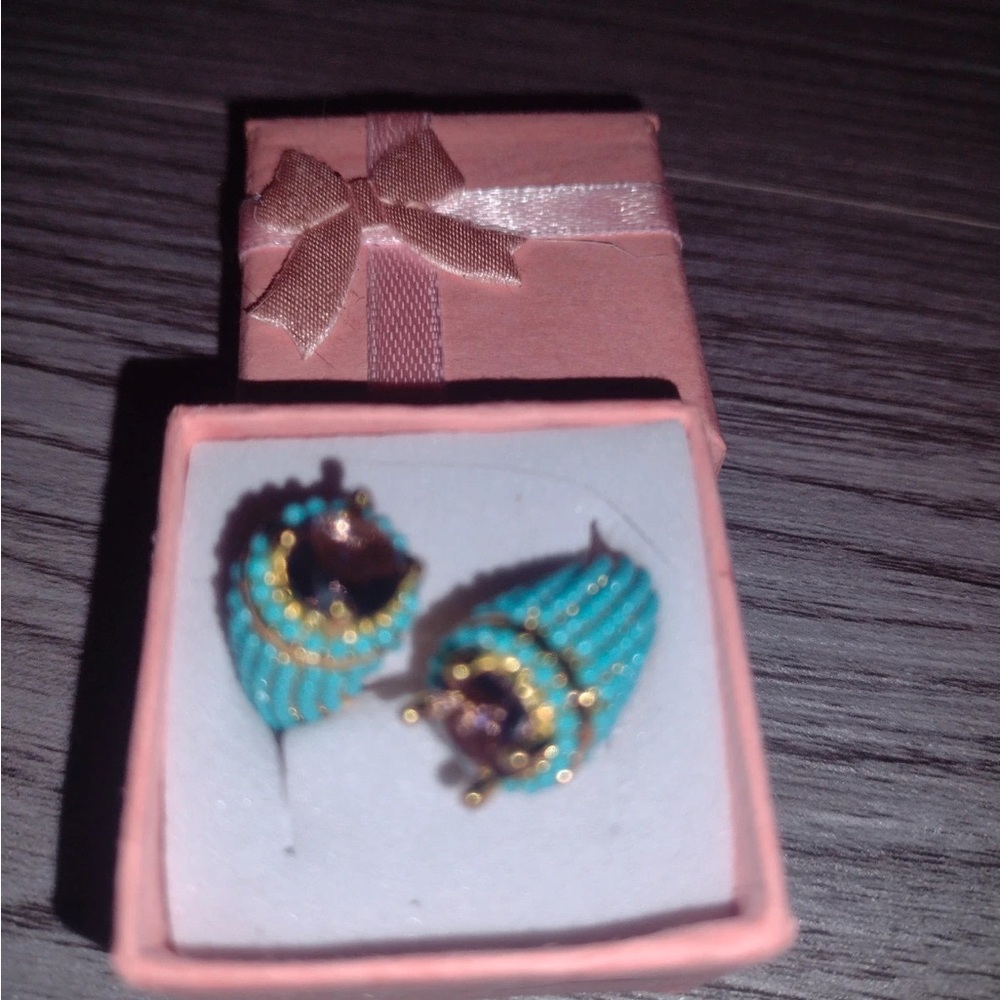 Elegant Gold and Blue Earrings